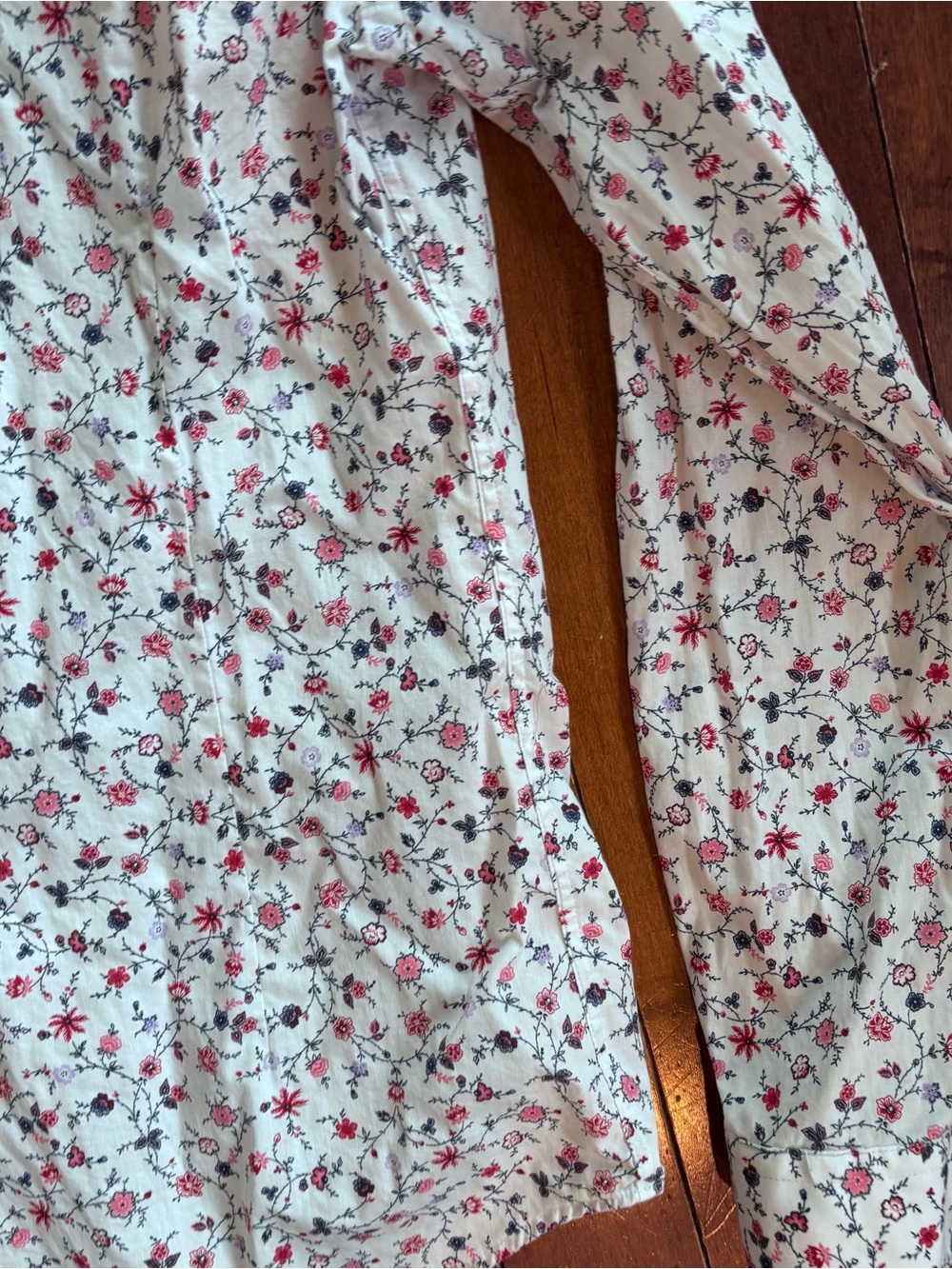 Express White Button-Down Shirt with Red & Black Floral Print - Picture 9 of 9